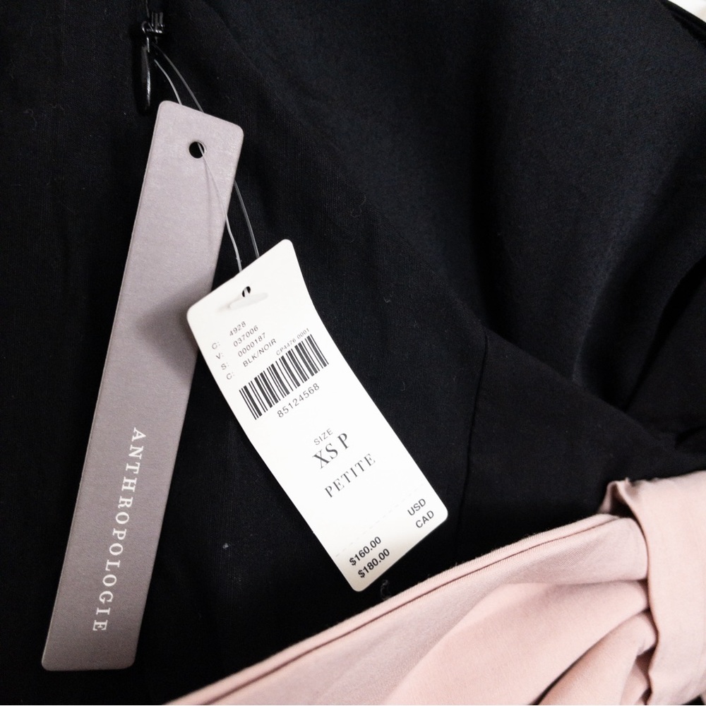 NWT Anthropologie Maeve Sleeveless Bow Back Mini Dress XSP Black Cutout Stretch - Picture 4 of 10